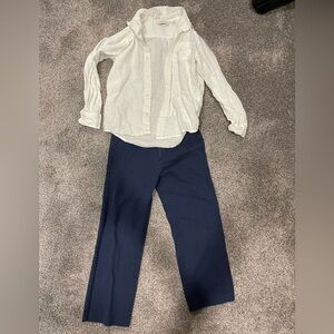 Janie and Jack White Textured Top/Navy Slacks